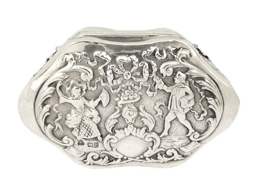fig 1. Antique Edwardian Sterling Silver Ring Box with Scenes 1903
