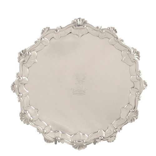 fig 1. Pair of Antique George III Sterling Silver Trays 1763 - Stag Crests