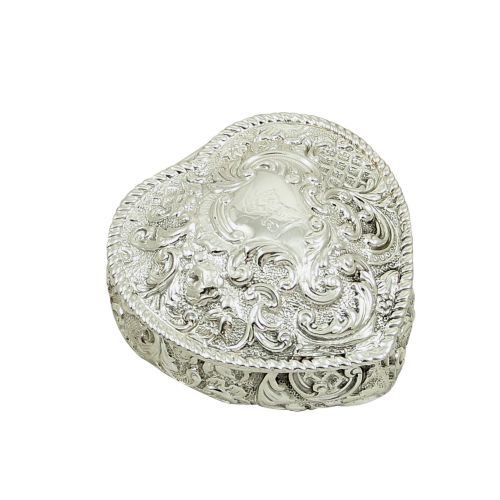 Antique Victorian Sterling Silver Heart Box 1895