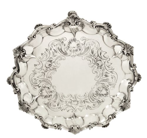 Antique Victorian Sterling Silver Tray 1853