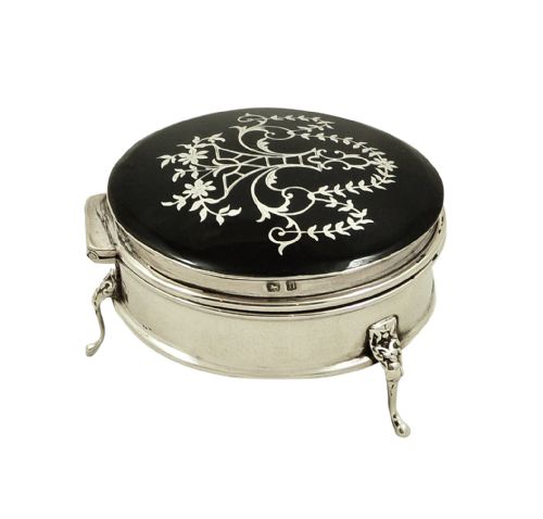 fig 1. Antique Sterling Silver & Tortoiseshell Trinket Box 1912 - Walker & Hall
