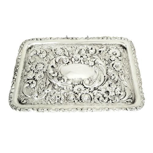 Antique Edwardian Sterling Silver 11" X 8" Dressing Tray 1907
