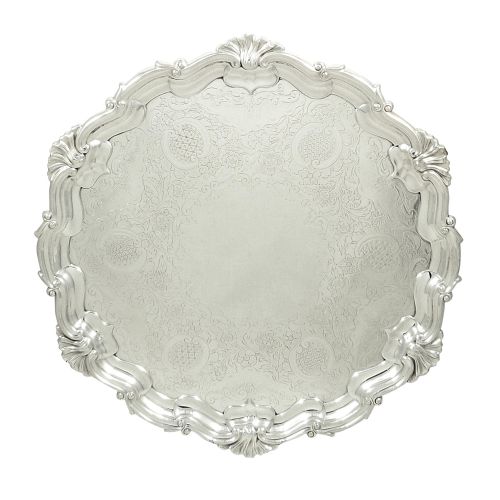 Antique Edwardian Sterling Silver 12 1/2" Tray / Salver 1903