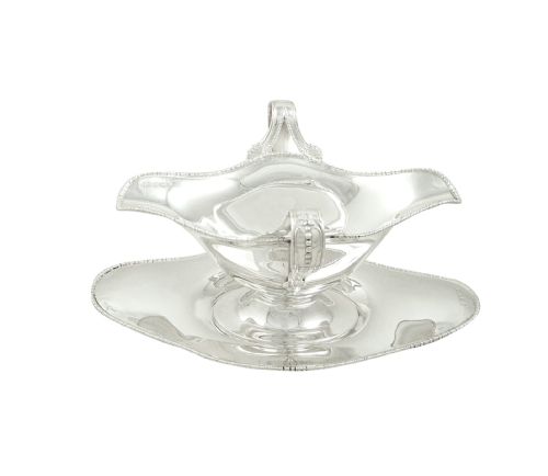 fig 1. Antique Edwardian Sterling Silver Sauce Boat / Jug on Stand 1905