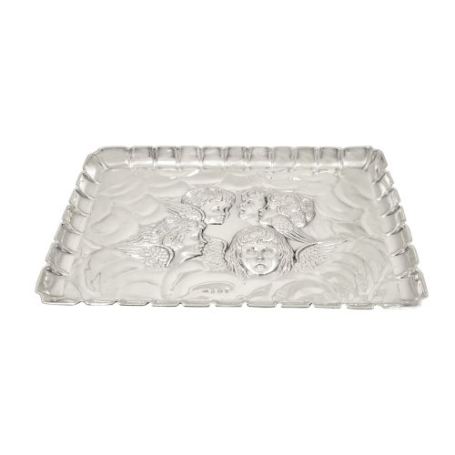 Antique Edwardian Sterling Silver 'Angels' Dressing Tray 1905