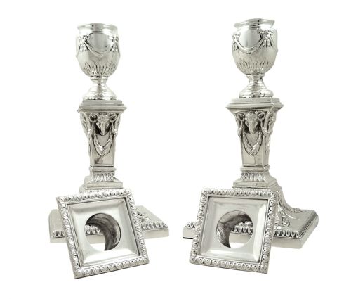 fig 1. Pair of Antique Victorian Sterling Silver Candlesticks with Rams Heads 1899