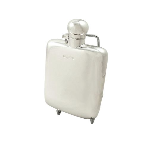 Antique Sterling Silver Hip Flask 1918
