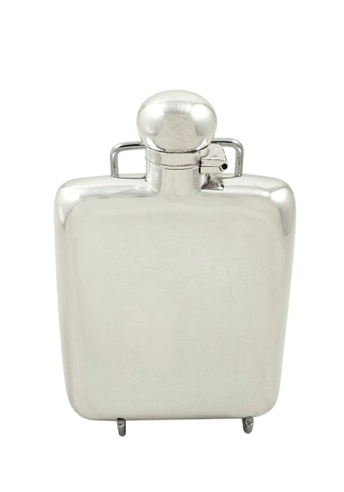 fig 1. Antique Sterling Silver Hip Flask 1918
