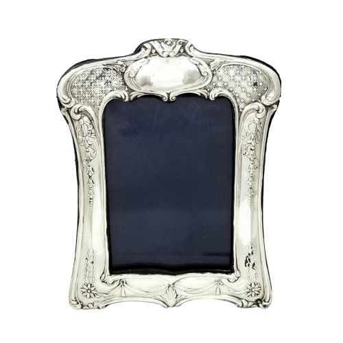 Antique Art Nouveau Sterling Silver 8" Photo Frame 1909