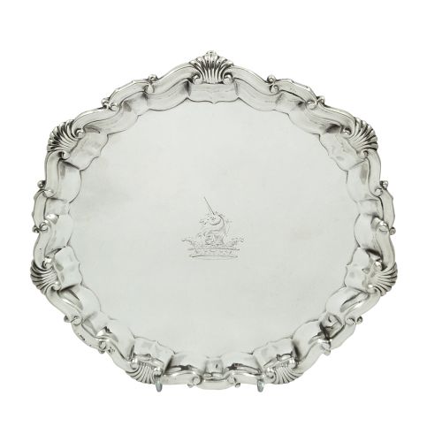 Antique Victorian Sterling Silver 7" Tray/salver 1897 - Unicorn Crest