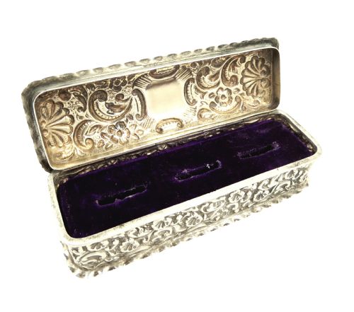 fig 1. Antique Edwardian Sterling Silver Ring Box 1906