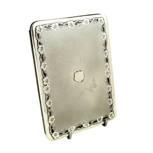 Unusual Antique Sterling Silver & Crocodile Leather Card Case / Wallet 1901