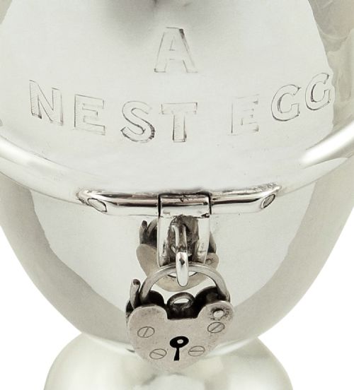 fig 1. Antique Edwardian Sterling Silver 'Nest Egg' Money Box 1910
