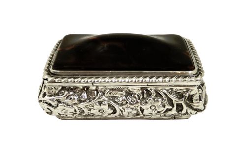 fig 1. Unusual Antique Victorian Sterling Silver & Tortoiseshell Ring Box 1896