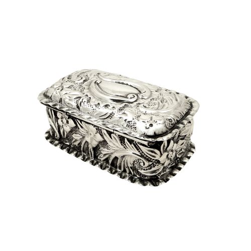 Antique Victorian Sterling Silver Ring Box 1896