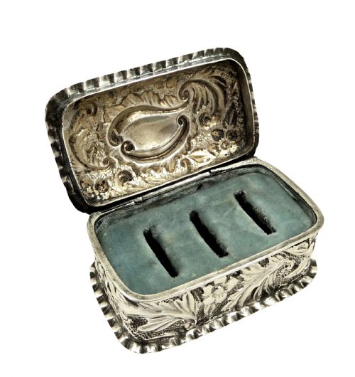 fig 1. Antique Victorian Sterling Silver Ring Box 1896