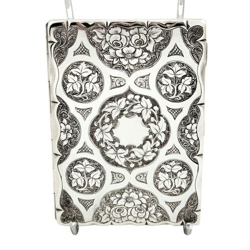 Antique Victorian Sterling Silver Card Case / Aide Memoire 1865