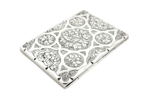 fig 1. Antique Victorian Sterling Silver Card Case / Aide Memoire 1865
