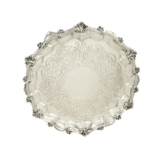 Antique Georgian Sterling Silver 10" Tray / Salver 1820