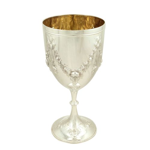Antique Victorian Sterling Silver 9" Wine Goblet 1871
