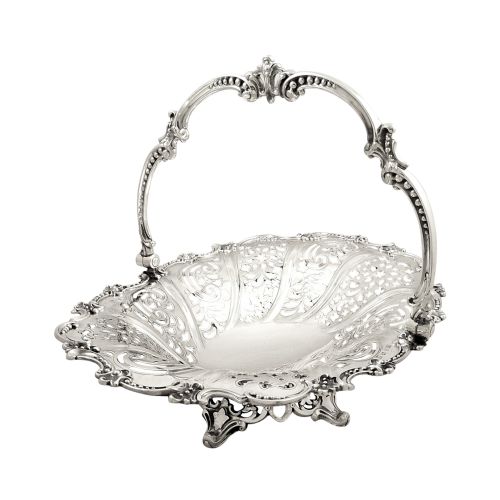 Antique Early Victorian Sterling Silver Basket - 1846