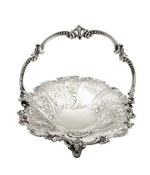 fig 1. Antique Early Victorian Sterling Silver Basket - 1846