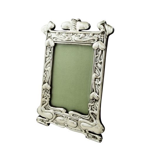 Antique Art Nouveau Sterling Silver 9" Photo Frame 1904