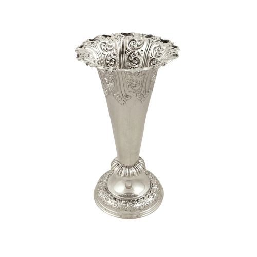 Antique Victorian Sterling Silver 8" Vase 1900
