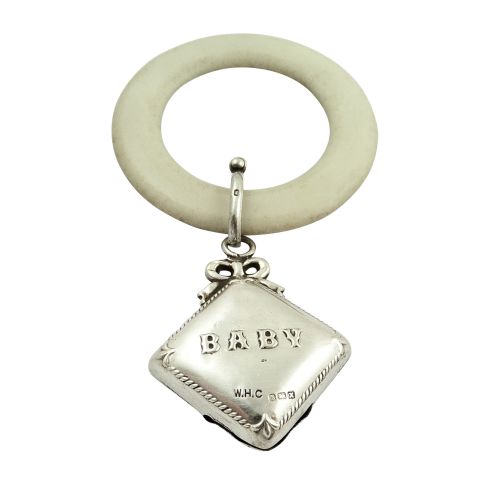Antique Sterling Silver 'Baby' Baby Rattle