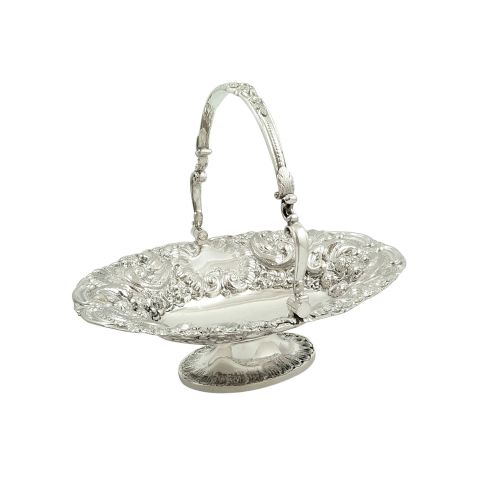 Antique Victorian Sterling Silver Basket 1897