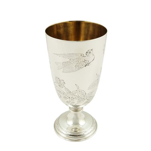 Antique Victorian Sterling Silver 'Bird' Wine Goblet 1868