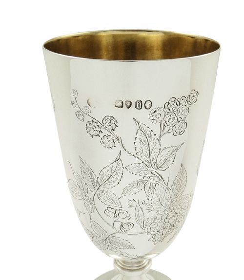 fig 1. Antique Victorian Sterling Silver 'Bird' Wine Goblet 1868