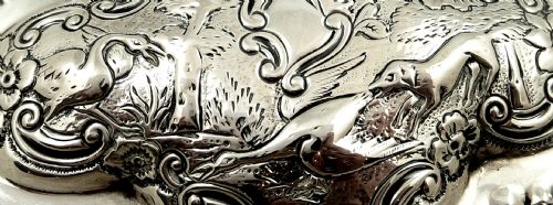 fig 1. Antique Victorian Sterling Silver Trinket Box 1887 - Dog & Duck