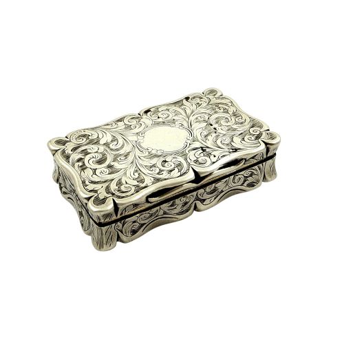 Antique Victorian Sterling Silver Snuff  Box 1844