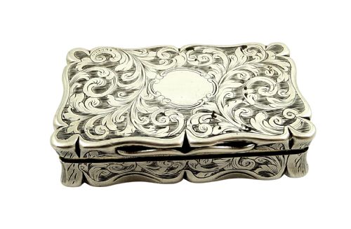 fig 1. Antique Victorian Sterling Silver Snuff Box 1844