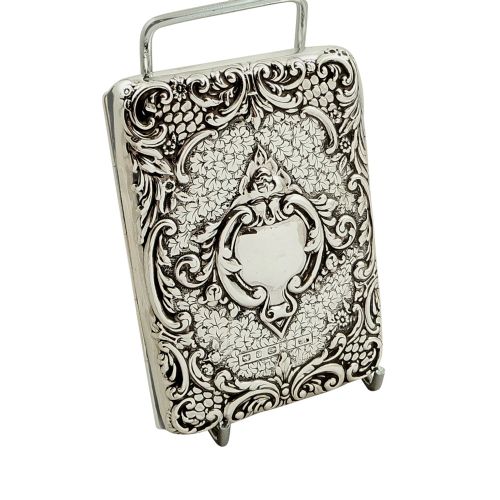 Antique Victorian Sterling Silver Card Case / Aide Memoire 1898