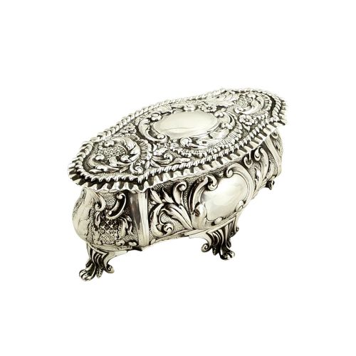 Antique Edwardian Sterling Silver Trinket Box 1902