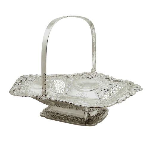 Heavy Antique Edwardian Sterling Silver Basket 1905 - 1145g
