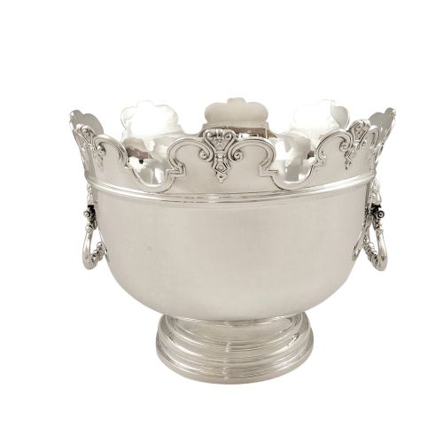 Antique Sterling Silver 9 1/2" Monteith Bowl with Lion Heads 1913 - 1217g