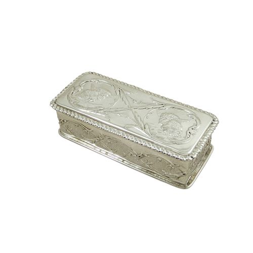 Antique Victorian Sterling Silver 'Angels' Trinket Box 1897