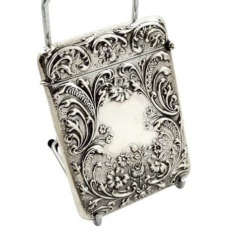 Antique Edwardian Sterling Silver Card Case 1907