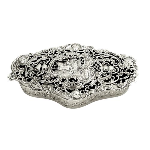 Large Antique Edwardian Sterling Silver 7 1/2" Wedding Box 1907