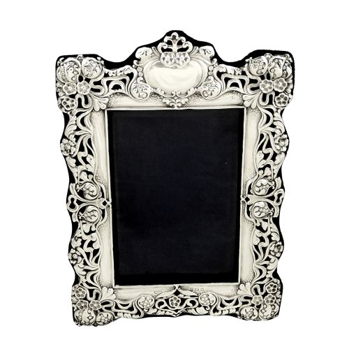 Antique Art Nouveau Sterling Silver 9" Photo Frame 1902