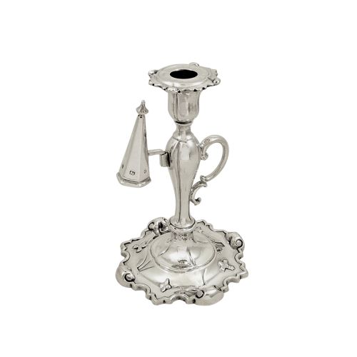 Antique Victorian Sterling Silver Chamberstick with Snuffer 1851