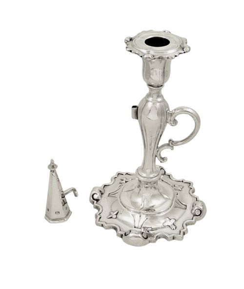 fig 1. Antique Victorian Sterling Silver Chamberstick with Snuffer 1851