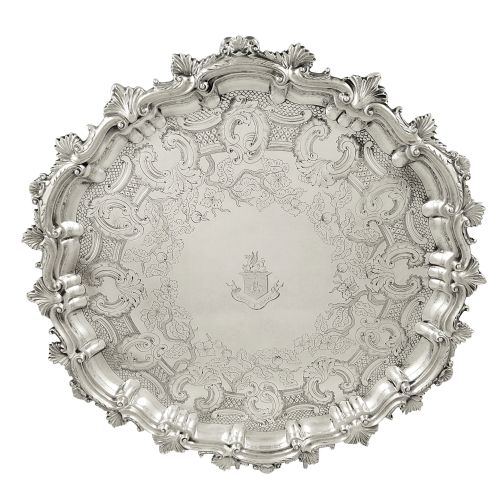 Heavy Antique  Edwardian Sterling Silver Tray /Salver 1902 - Soyez Ferme