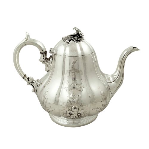 Antique Victorian Sterling Silver Teapot - 1860 - 'Garde La Foy'