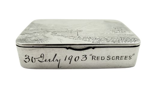 fig 1. Antique Victorian Sterling Silver Snuff Box 1892 - Red Screes, Lake District