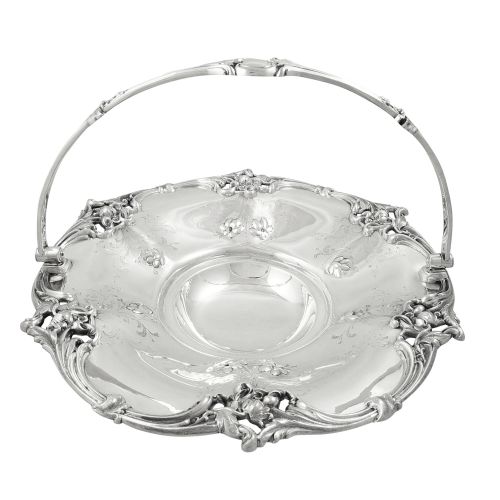 Antique Victorian Sterling Silver 11" Basket / Dish 1842