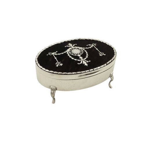 Antique Sterling Silver & Tortoiseshell Trinket Box - Mappin & Webb 1911